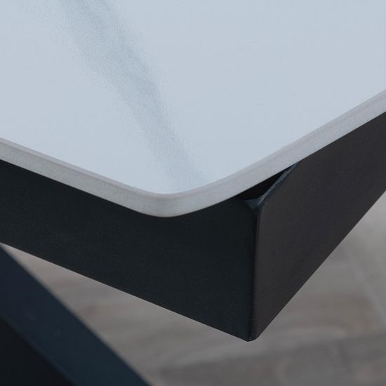 Bari 6-8 Seater White Ceramic Extending Dining Table with Black Star Base - 140cm-180cm